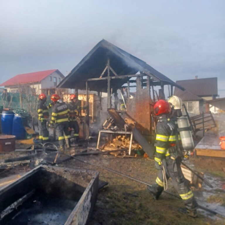 Un foișor a fost distrus de un incendiu izbucnit într-o gospodărie din Ipotești