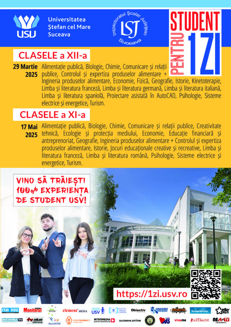 USV organizează cea de-a XIV-a ediție a Concursului interjudețean adresat liceenilor „Student pentru o zi”