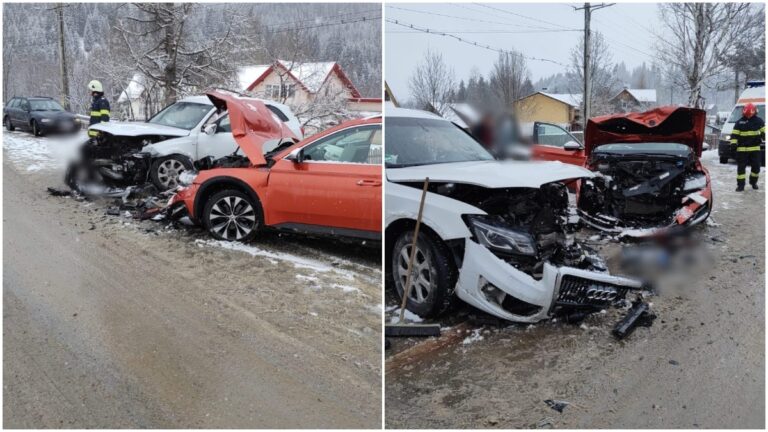 Un șofer grăbit și-a băgat fiica în spital după ce a produs un accident rutier la Șaru Dornei
