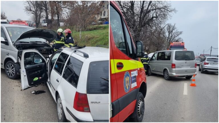 Două persoane au fost rănite în urma unui carambol produs între trei mașini la ieșire din Suceava spre Salcea