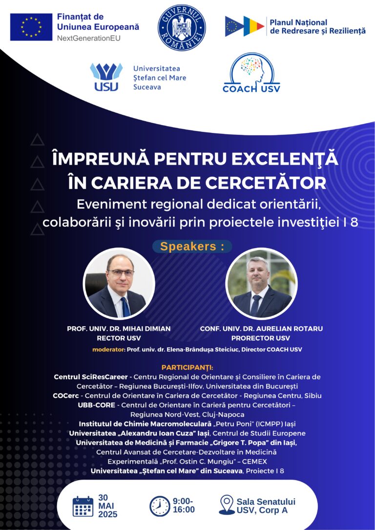 „Împreună pentru excelență în cariera de cercetător”, un eveniment organizat de COACH-USV