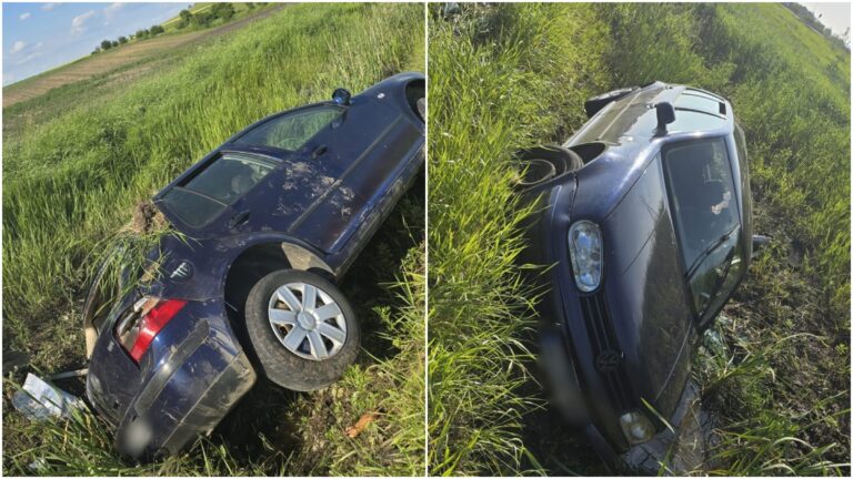 Trei copii au ajuns la spital după ce un tânăr de 21 de ani s-a răsturnat cu mașina pe centura Rădăuțiului