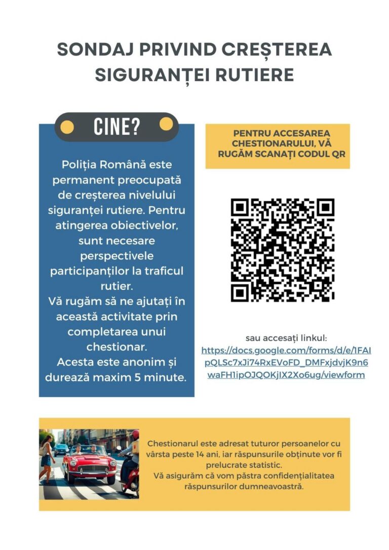 IPJ Suceava a lansat un chestionar pentru creșterea siguranței rutiere