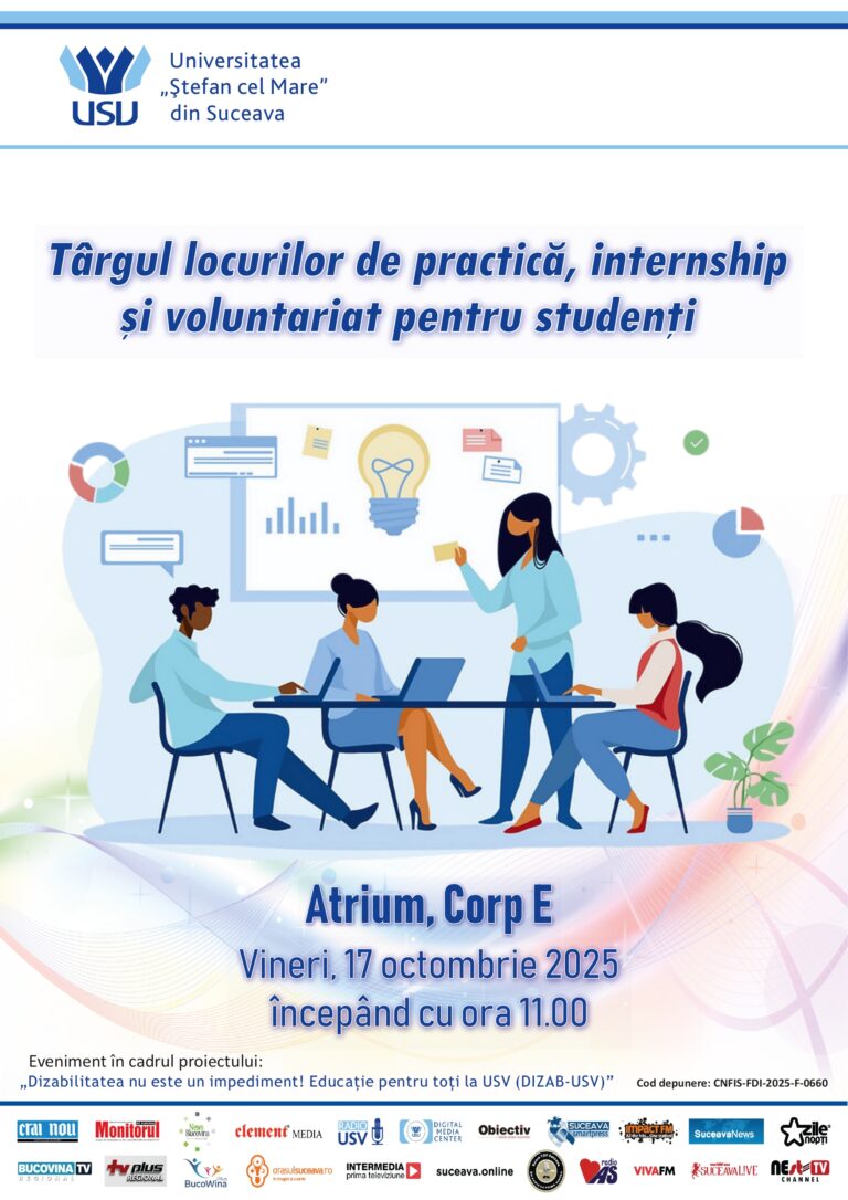 USV organizează evenimentul „Târgul locurilor de practică, internship și voluntariat pentru studenți”