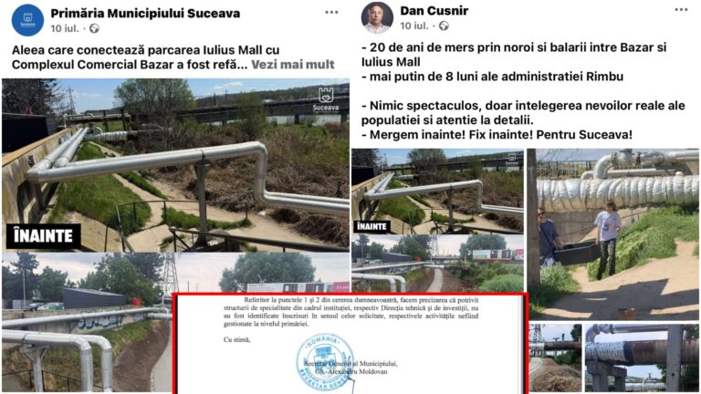 Lucrări ilegale efectuate de Primăria Suceava sub podul de la Bazar, la doi pași de benzinăria viceprimarului DIC