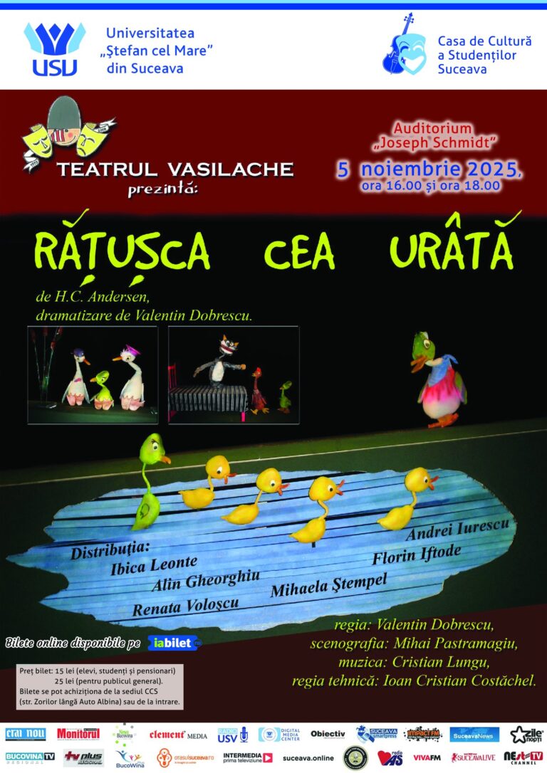 Povestea „Rățușca cea urâtă” prinde viață pe scena Auditoriumului „Joseph Schmidt”