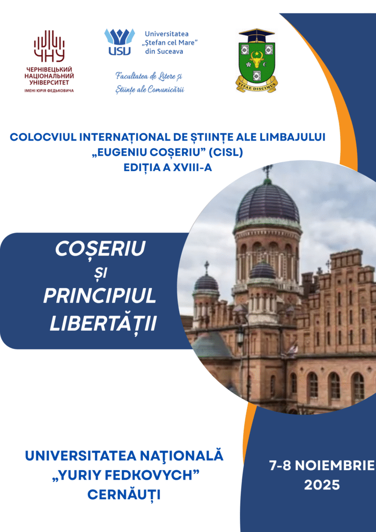 Universitatea Națională „Yuriy Fedkovici” din Cernăuți va găzdui cea de-a XVIII-a ediție a Colocviului Internațional de Științe ale Limbajului „Eugeniu Coșeriu” (CISL), organizată în parteneriat cu USV și Universitatea de Stat din Moldova