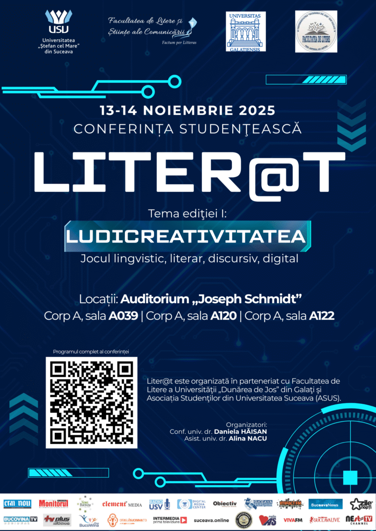 Facultatea de Litere și Științe ale Comunicării organizează conferința studențească Liter@t