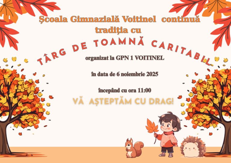 Elevii din Voitinel continuă tradiția și organizează „Târgul de Toamnă caritabil”