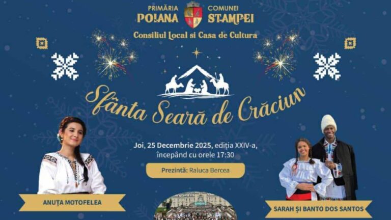 „Sfânta Seară de Crăciun”, tradiție de 24 de ani la Poiana Stampei. Colinde, artiști îndrăgiți și spirit de comunitate, în ziua de Crăciun: „Crăciunul nu este doar despre luminițe și cadouri, ci despre credință, familie și comunitate”