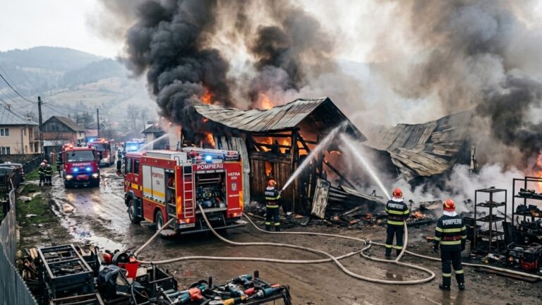 Incendiu devastator la o hală de scule din Coșna. Prejudiciu de 150.000 lei din cauza unui scurtcircuit