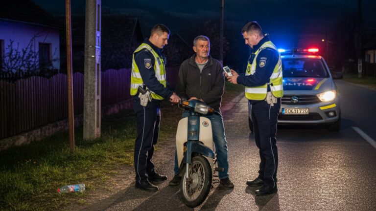 Un bărbat beat și fără permis a ieșit la plimbare cu scuterul prin Arbore. Polițiștii l-au „premiat” cu un dosar penal