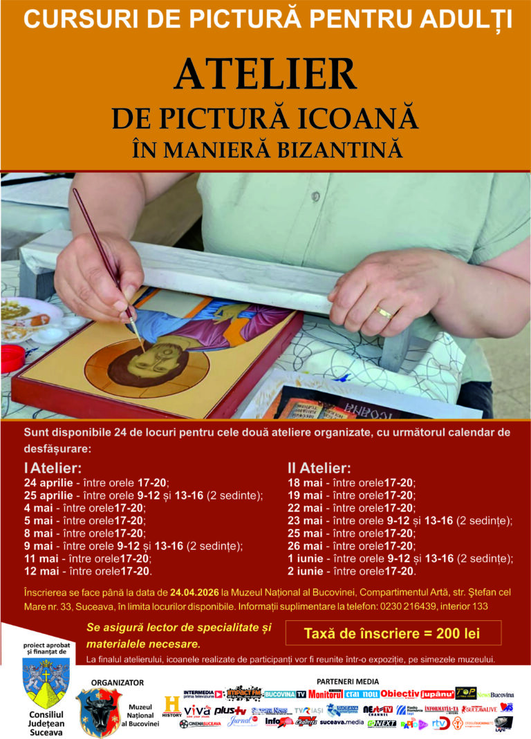 Atelier de pictură icoană în manieră bizantină pentru adulți, la Muzeul Național al Bucovinei