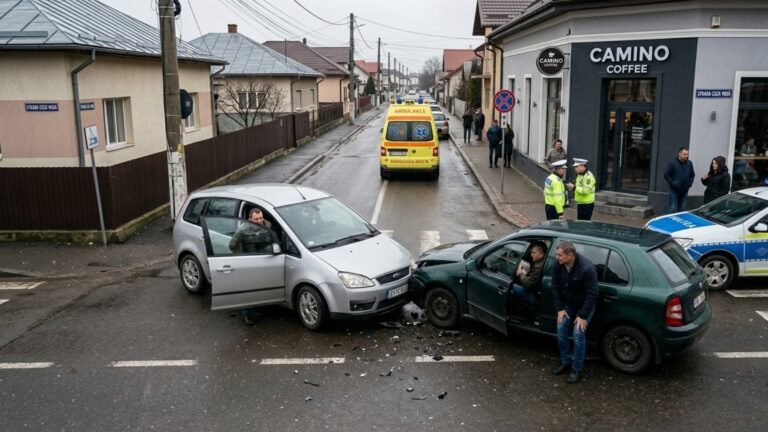 Accident produs în față la Camino Coffee din Suceava. Un bărbat a ajuns la spital