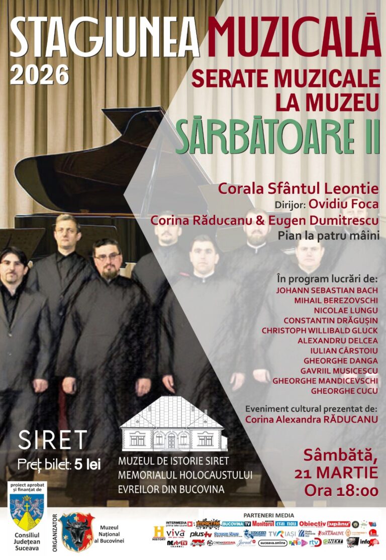Muzeul de Istorie Siret – Memorialul Holocaustului Evreilor din Bucovina vă invită la evenimentul „SĂRBĂTOARE II”