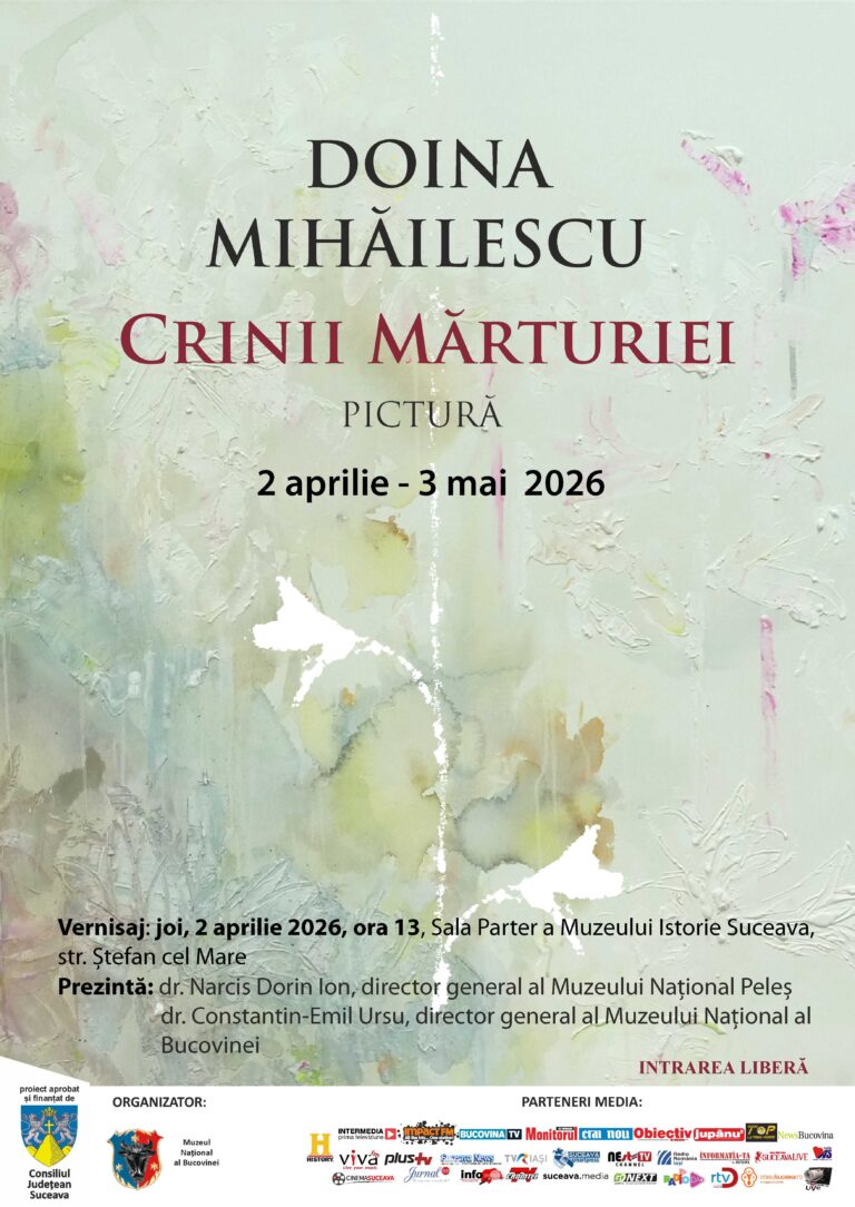 Muzeul Național al Bucovinei găzduiește vernisajul expoziției de pictură „Crinii Mărturiei”, semnată de artista Doina Mihăilescu