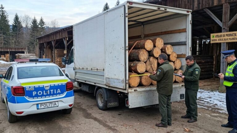 Un transport ilegal de lemne a fost confiscat de polițiști, la Sadova