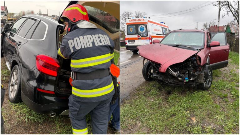Accident cu trei răniți produs la Praxia de un șofer care a pătruns cu mașina pe contrasens