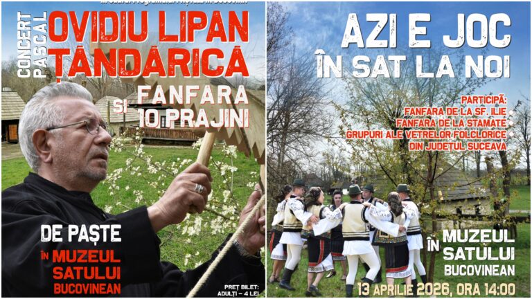 Muzeul Național al Bucovinei vă invită în prima zi de Paște la Muzeul Satului Bucovinean să petreceți împreună Sărbătorile Pascale, într-o atmosferă autentică, plină de tradiție și bucurie