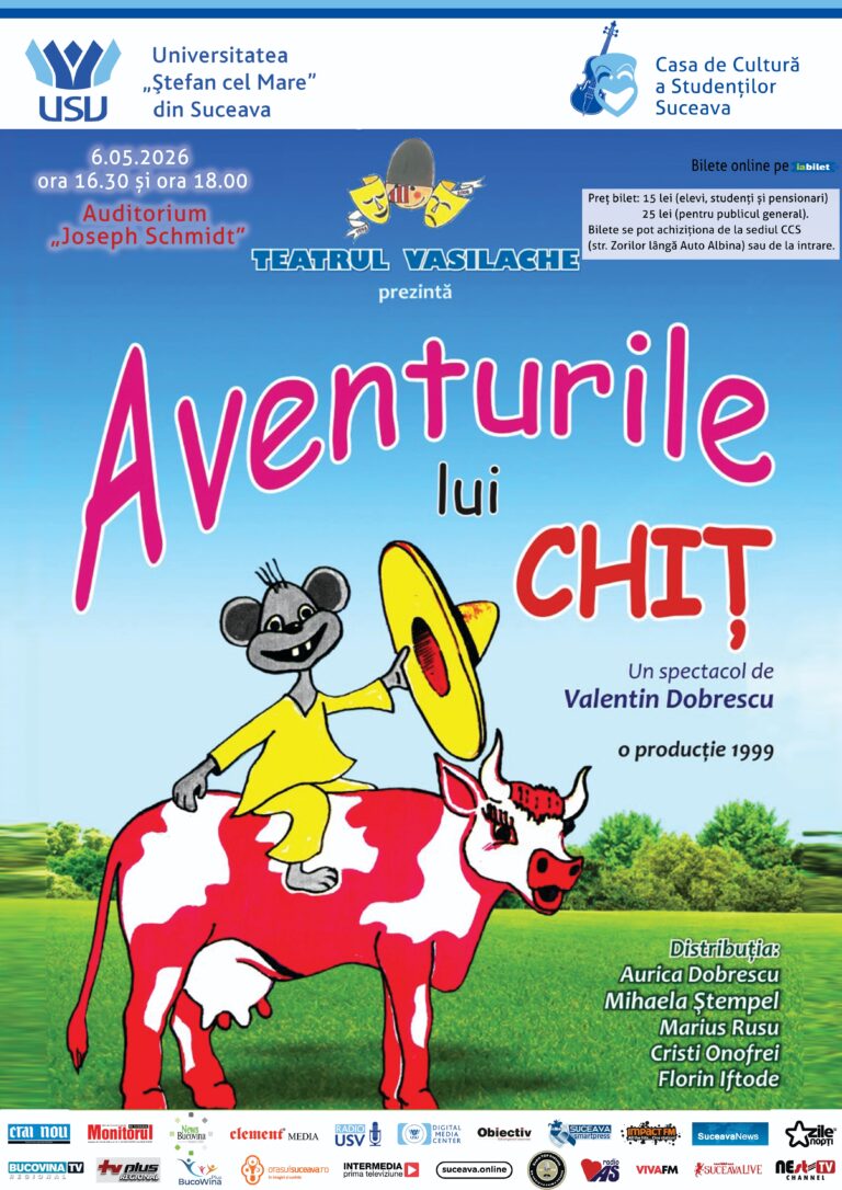 „Aventurile lui Chiț”, un spectacol pentru copii prezentat de Teatrul „Vasilache” în Auditorium „Joseph Schmidt”