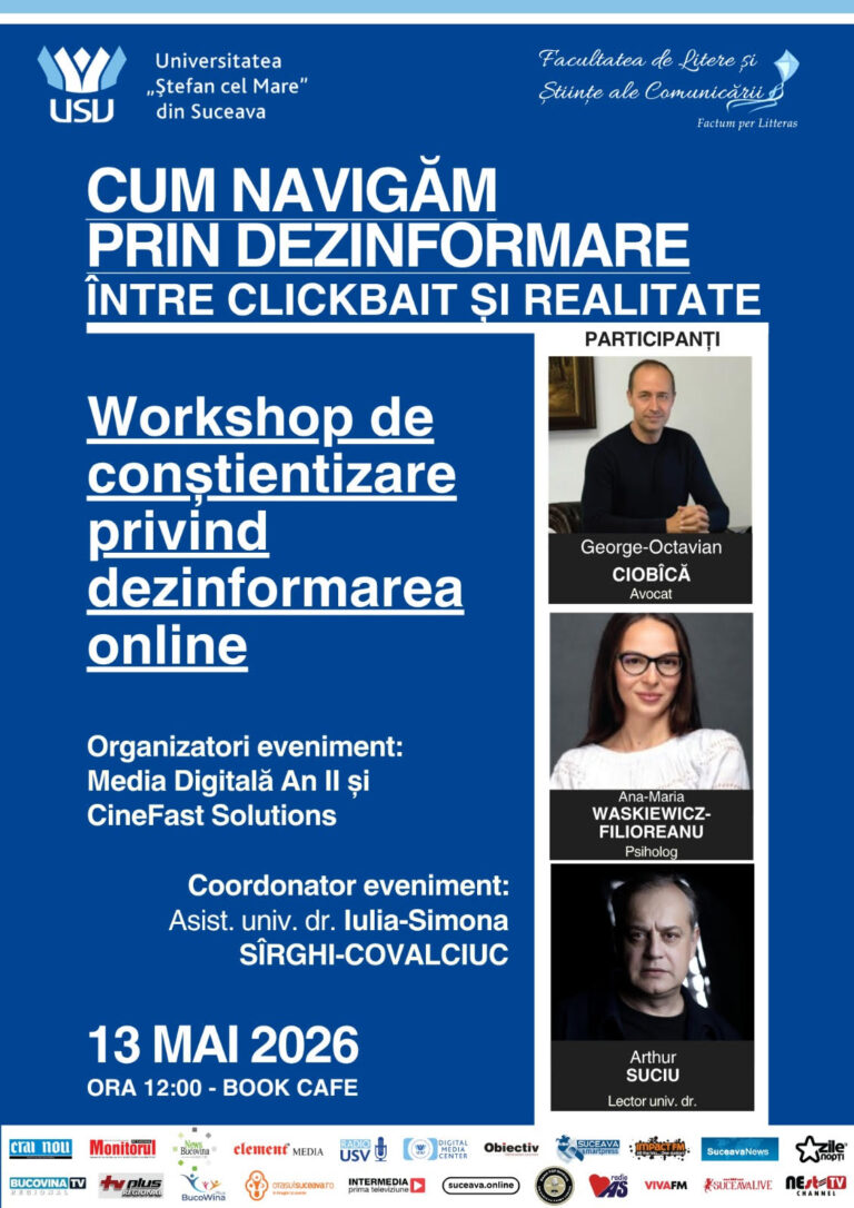 Studenții de la Media digitală – USV organizează conferința „Cum navigăm prin dezinformare: între clickbait și realitate”