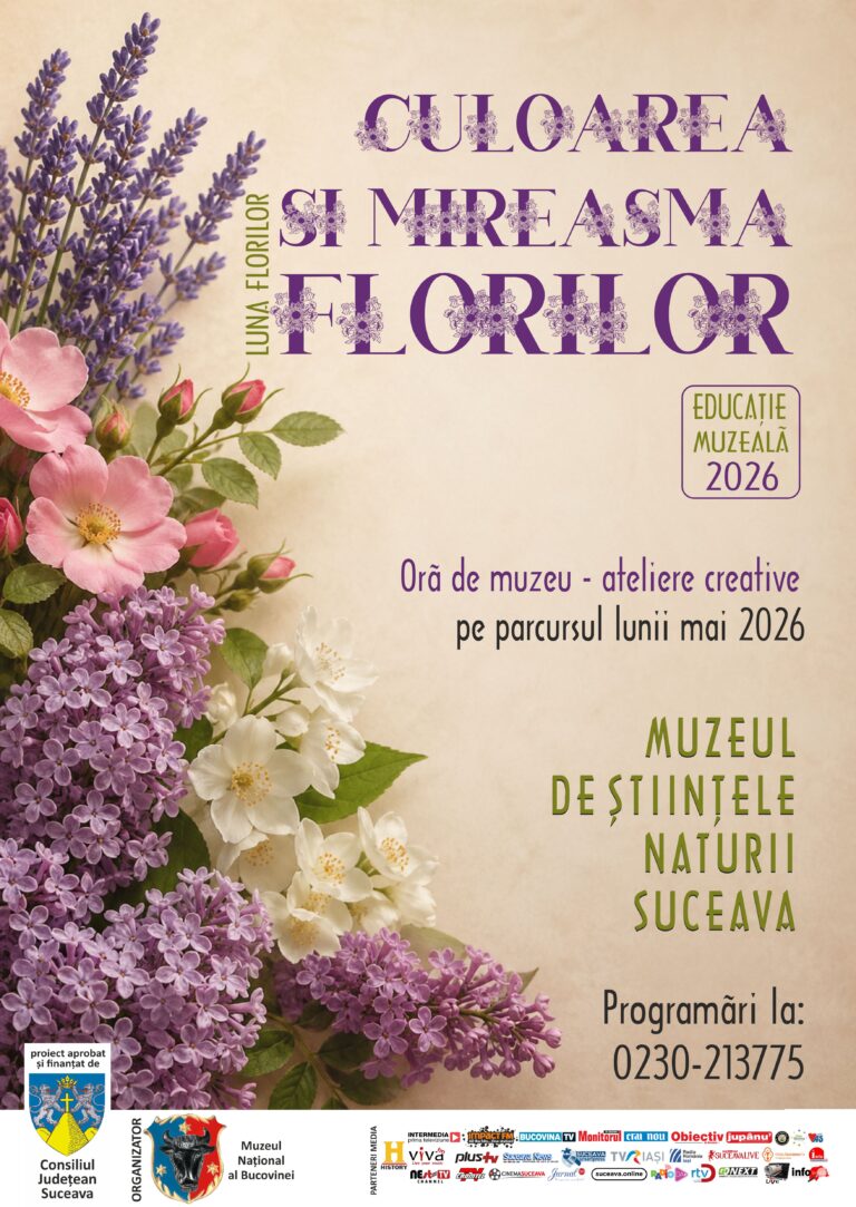Muzeul Național al Bucovinei invită publicul școlar la „Culoarea și mireasma florilor” – activitate de muzeu dedicată naturii în luna mai. Lecție de muzeu interactivă, la Muzeul de Științele Naturii din Suceava