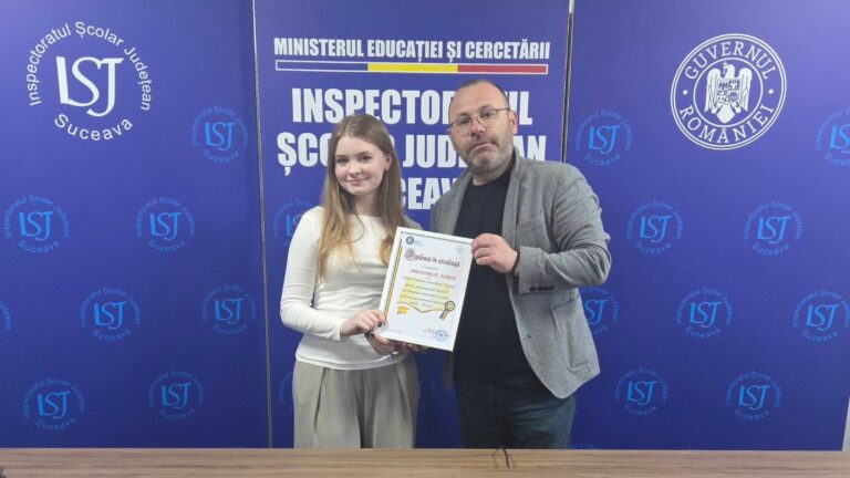 Performanță istorică pentru învățământul sucevean. Eleva Marta Shendyruk a obținut nota 10 și Premiul I la Olimpiada Națională de Limba Ucraineană