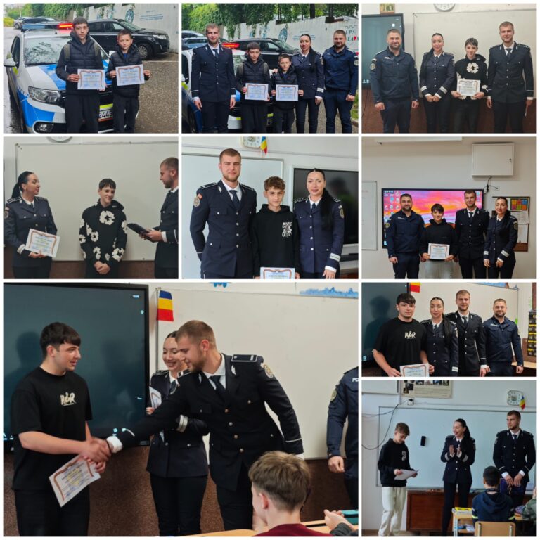 Șase adolescenți premiați de polițiști după ce au urmărit un tâlhar și au salvat o bătrână în Burdujeni