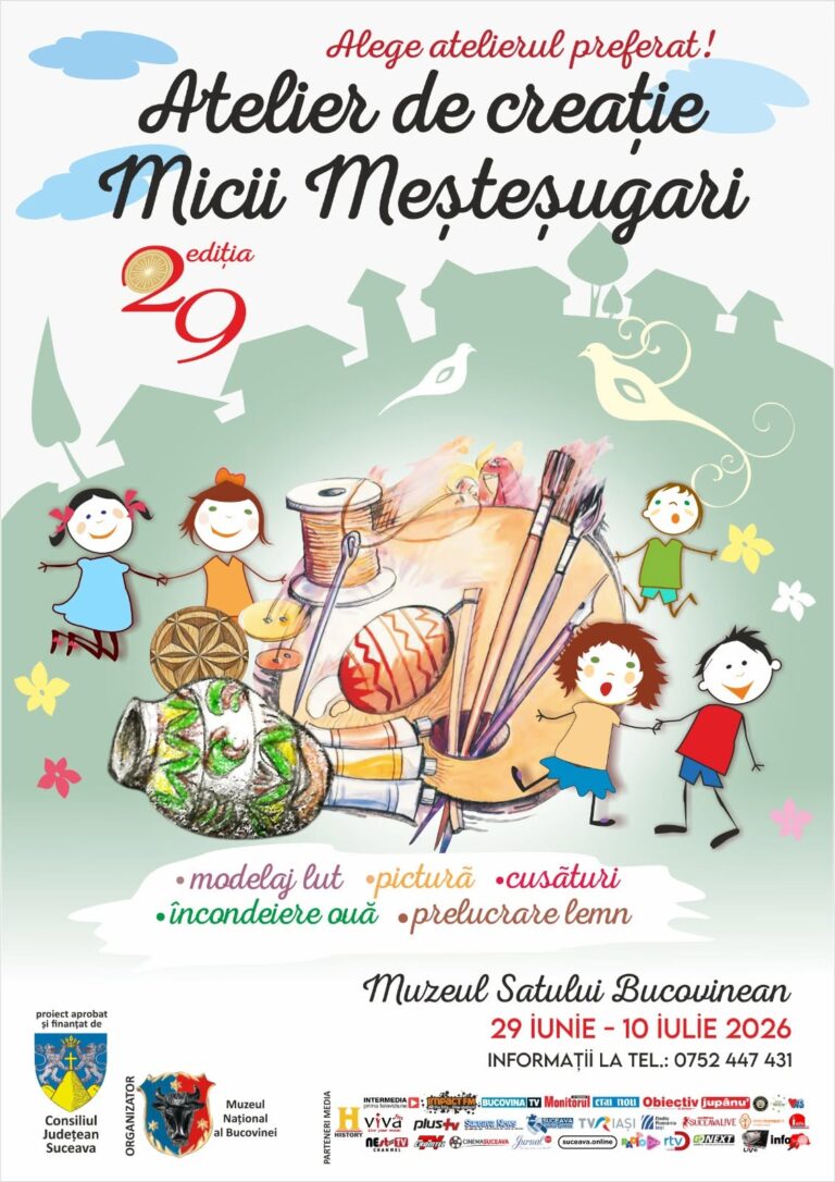 Muzeul Național al Bucovinei continuă seria proiectelor de educație muzeală și îi invită pe cei mici la o nouă ediție a Atelierului de creație „Micii Meșteșugari”
