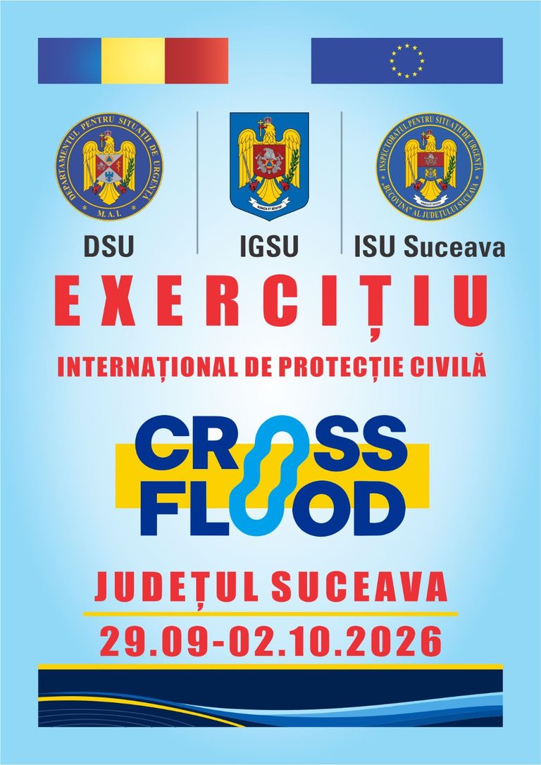 Exercițiu internațional de amploare în județul Suceava, peste 400 de salvatori din șapte țări „intervin” în caz de inundații severe și dezastre complexe