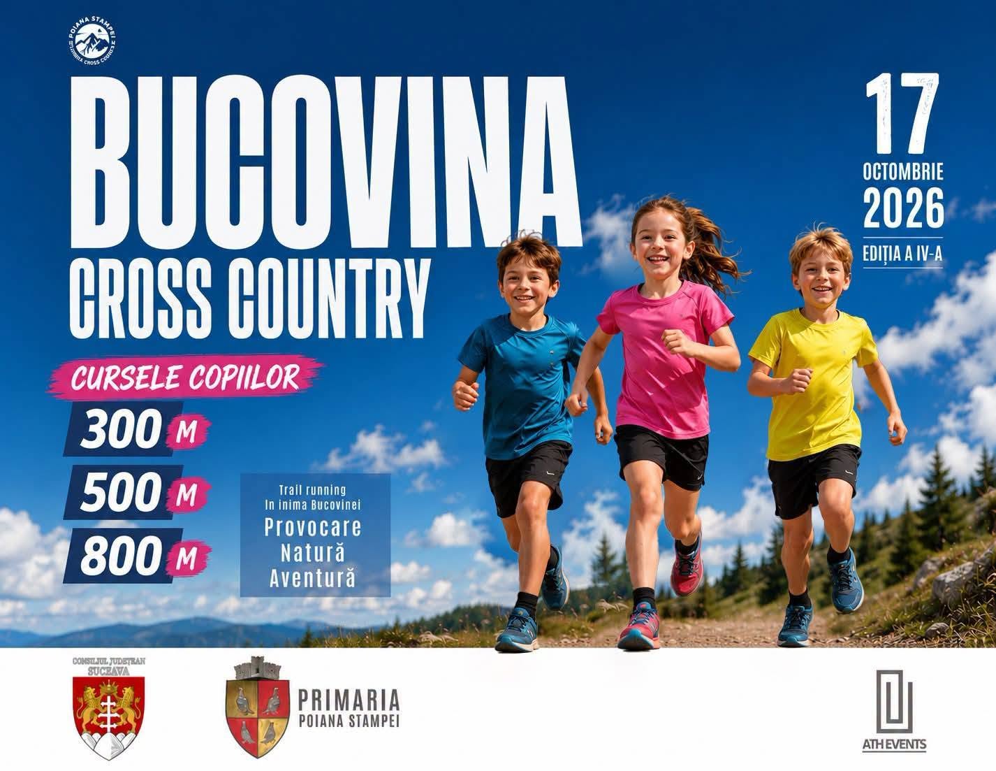 Afișul curselor copiilor la Bucovina Cross Country 2026